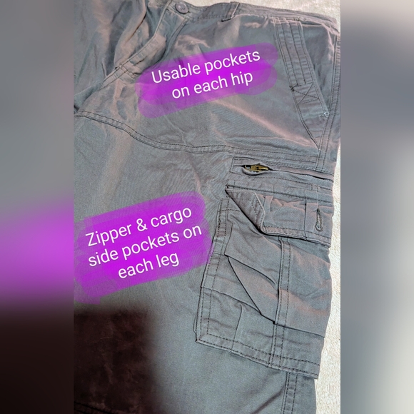 Linvich size 40* BNWOT, men's grey cargo shorts, lots of pockets - Picture 10 of 13